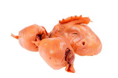 Beyaz arka planda tavuk kafası