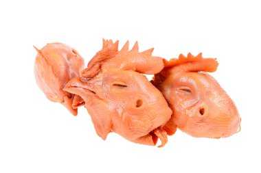 Beyaz arka planda tavuk kafası