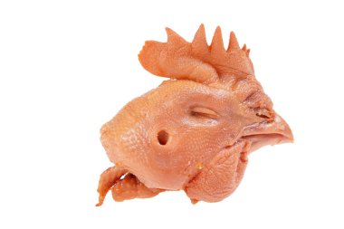 Beyaz arka planda tavuk kafası