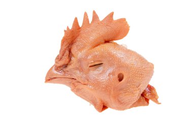 Beyaz arka planda tavuk kafası