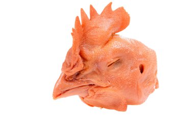 Beyaz arka planda tavuk kafası