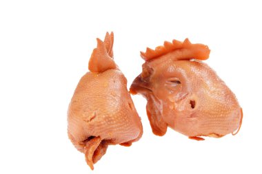 Beyaz arka planda tavuk kafası