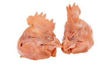 Beyaz arka planda tavuk kafası