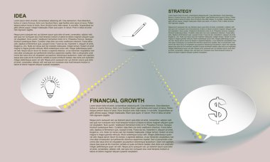 Zaman çizelgesi Infographic, zaman çizelgesi infographics metin kabarcıklar ve degrade arka plan metin, finansal büyüme Infographic için yer ve anahat simgeleri ile bağlantıda