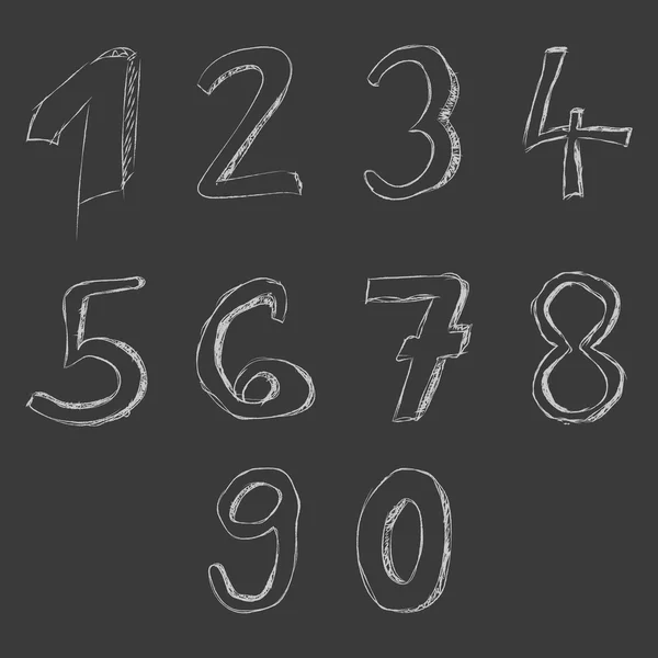Ručně tažené čísla na tabuli, sady čísel — Stockový vektor