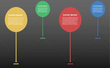 Zaman çizelgesi Infographic, zaman çizelgesi infographics, zaman satır Infographic, zaman satır infographics. Infographic işaretçilerle. Yuvarlak şekil Infographic. Yumurta stil metin şekli. Modern zaman çizelgesi Infographic karanlık degrade arka plan ile