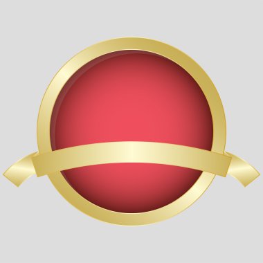 Kırmızı iç daire ve boş şerit ile altın madalya. Şerit ve metin için yer ile Altın Ödülü.