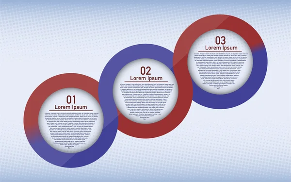Üç adım dairesel Infographic. Üç adım bağlı Infographic yuvarlanır. Infographic metin yarım ton arka plan etkisi için yer ile. 