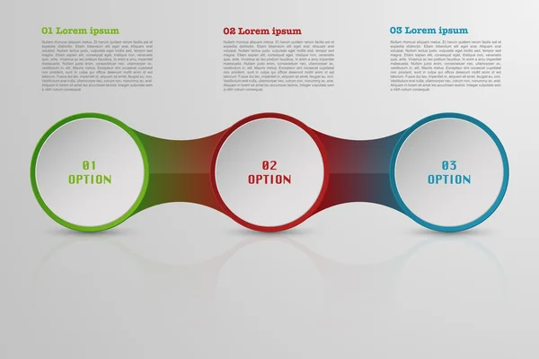 Modern roudned üç adımları infographics, daire Infographic yansıma üç seçenek ve metin için yer 