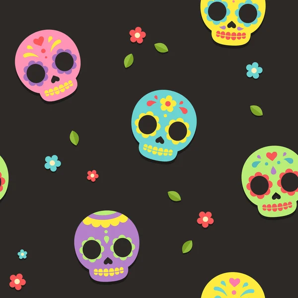 Mexican sugar skull pattern — Stock Vector