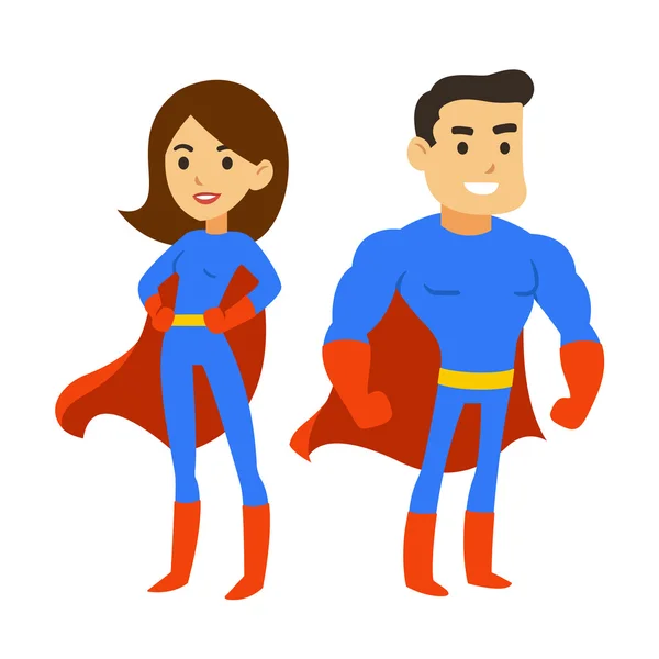 Superhéros homme et femme — Image vectorielle