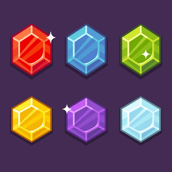 Conjunto de gemas de dibujos animados — Vector de stock