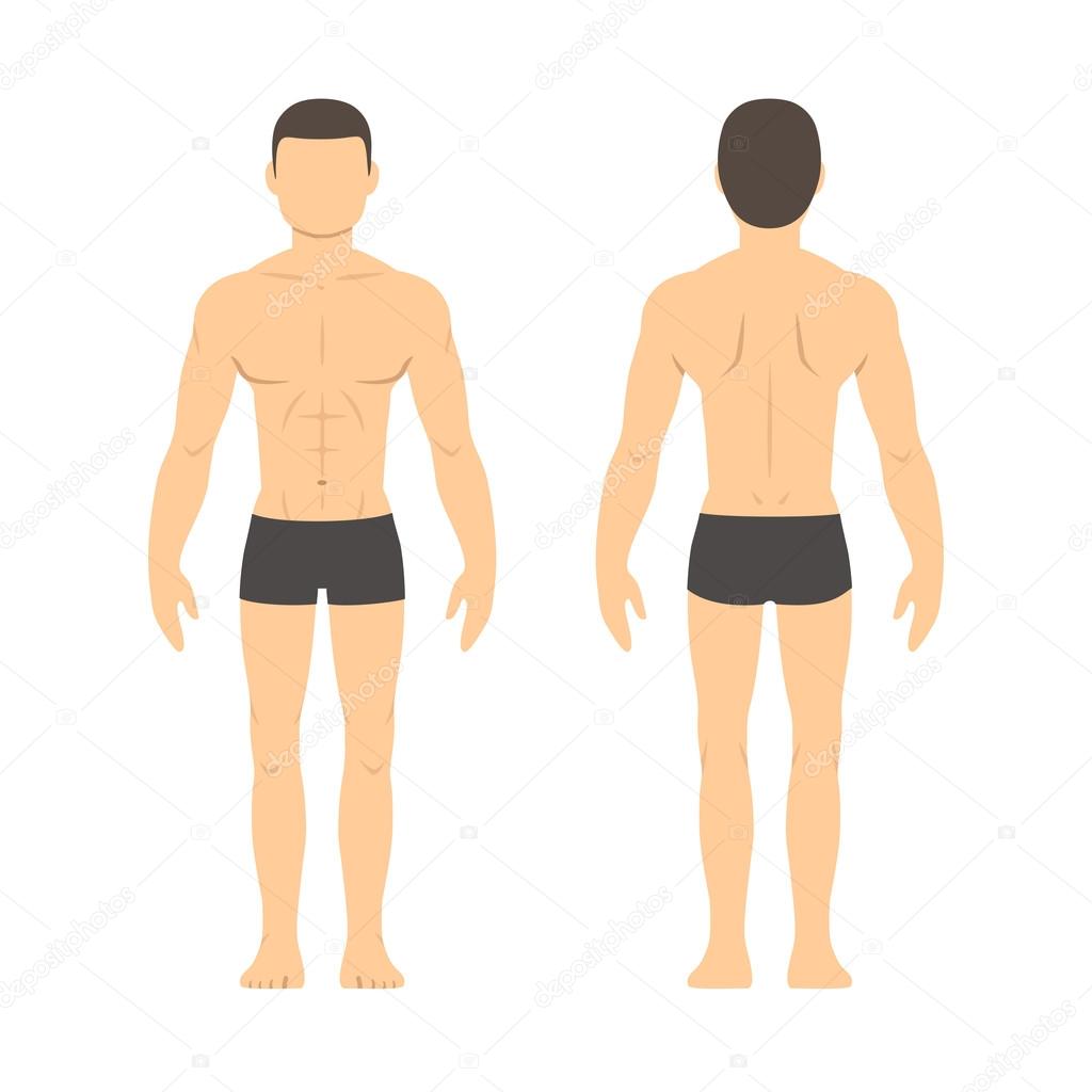 Athletic man front and back