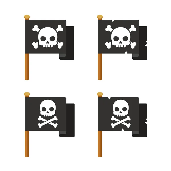 Piratenflaggen-Symbol gesetzt — Stockvektor