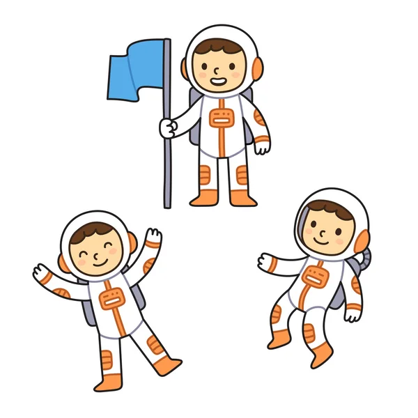 Juego de astronautas de dibujos animados — Vector de stock