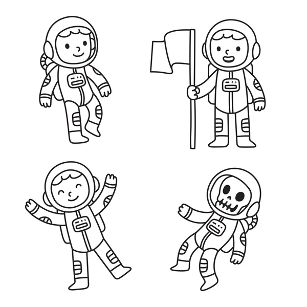 Conjunto de astronautas dos desenhos animados —  Vetores de Stock