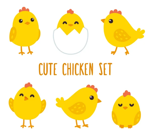 Söta tecknade kyckling set — Stock vektor