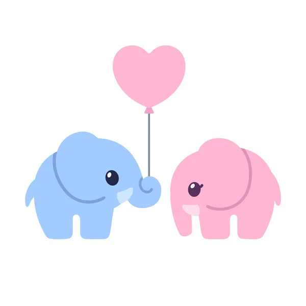 Cute cartoon elephant couple — Stock Vector