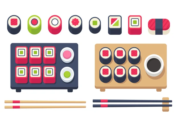 Izometrické sushi set — Stockový vektor