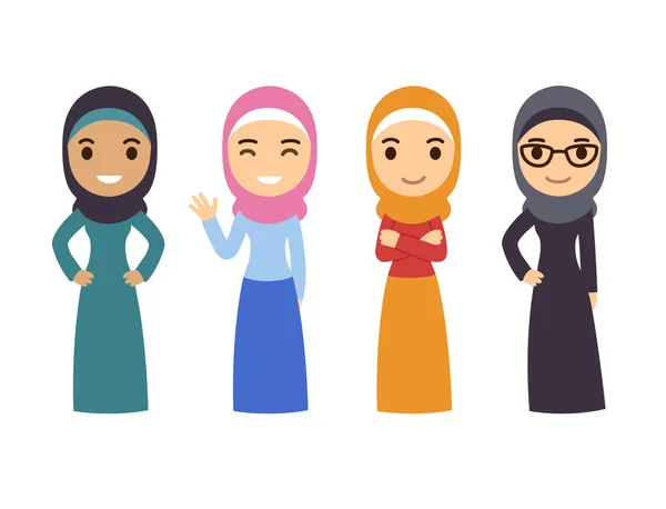 Árabes mulheres muçulmanas conjunto —  Vetores de Stock