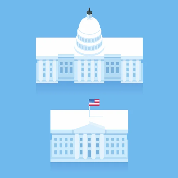 Casa Blanca y Capitolio — Vector de stock