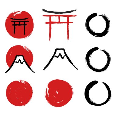 Japanese calligraphy symbols clipart