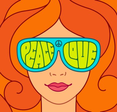  Beautiful hippie girl clipart