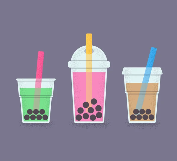 Bubble tea glasses set — Stock Vector