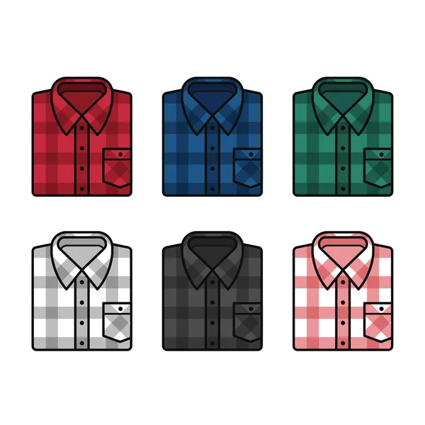 格子縞のシャツ セット — ストックベクタ