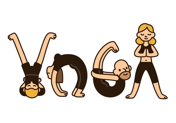 Yoga personas ilustración — Vector de stock