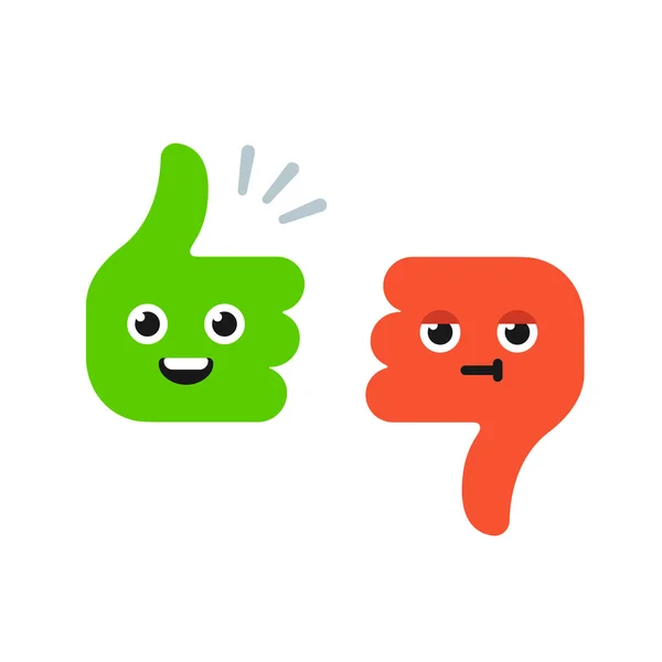 Cartoon Thumbs Up en duim omlaag — Stockvector