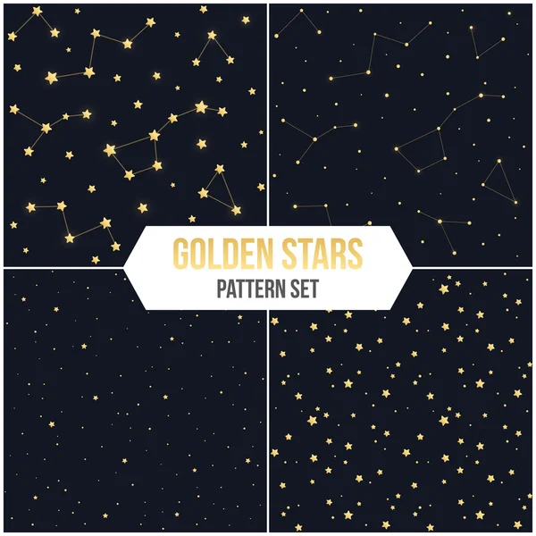 Conjunto de padrões estelares sem costura — Vetor de Stock