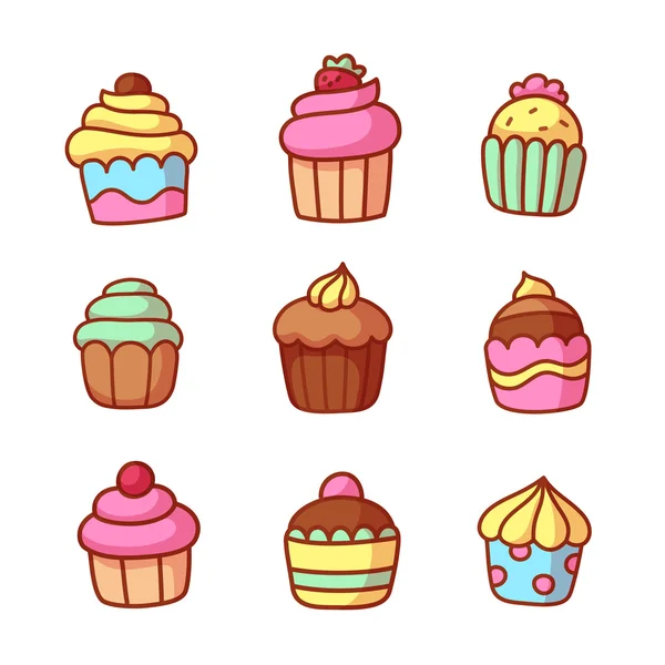 Cupcakes dessinés à la main — Image vectorielle