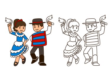 Traditional dancing children clipart