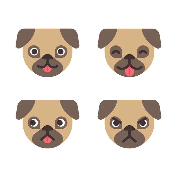 Cartoon pug visages — Image vectorielle