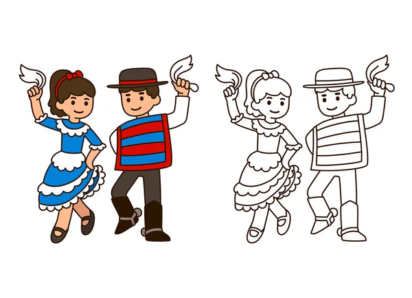 Niños bailando tradicionales — Vector de stock