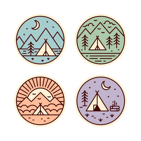 Conjunto de iconos de camping — Vector de stock