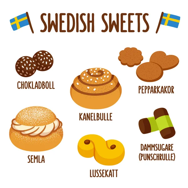 Set dulce sueco — Archivo Imágenes Vectoriales