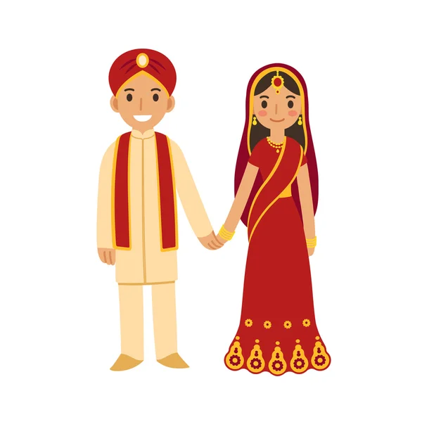 India boda pareja — Vector de stock