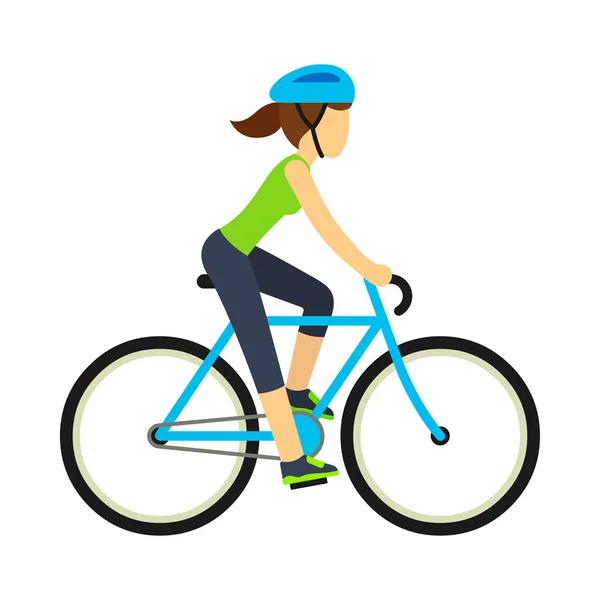 Mujer montando bicicleta — Vector de stock