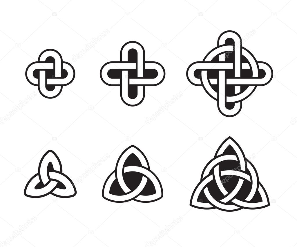 Celtic knots set, traditional ancient ornaments. Vector design elements