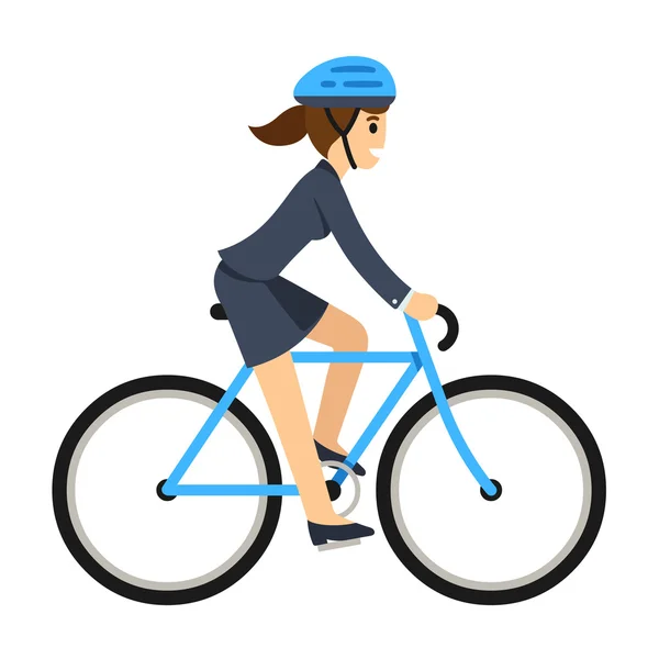 Zakelijke vrouw rijden op een fiets — Stockvector