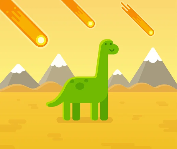 Asteroïde staking dinosaurus cartoon — Stockvector