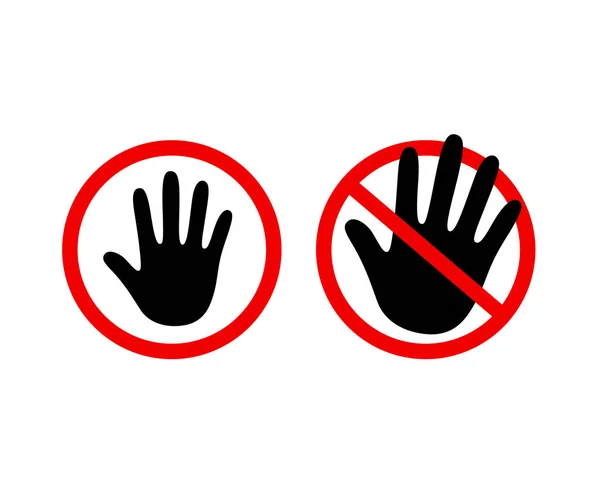 Hand Outline Icon Stop Sign Touch Black Human Palm Silhouette — Stock Vector