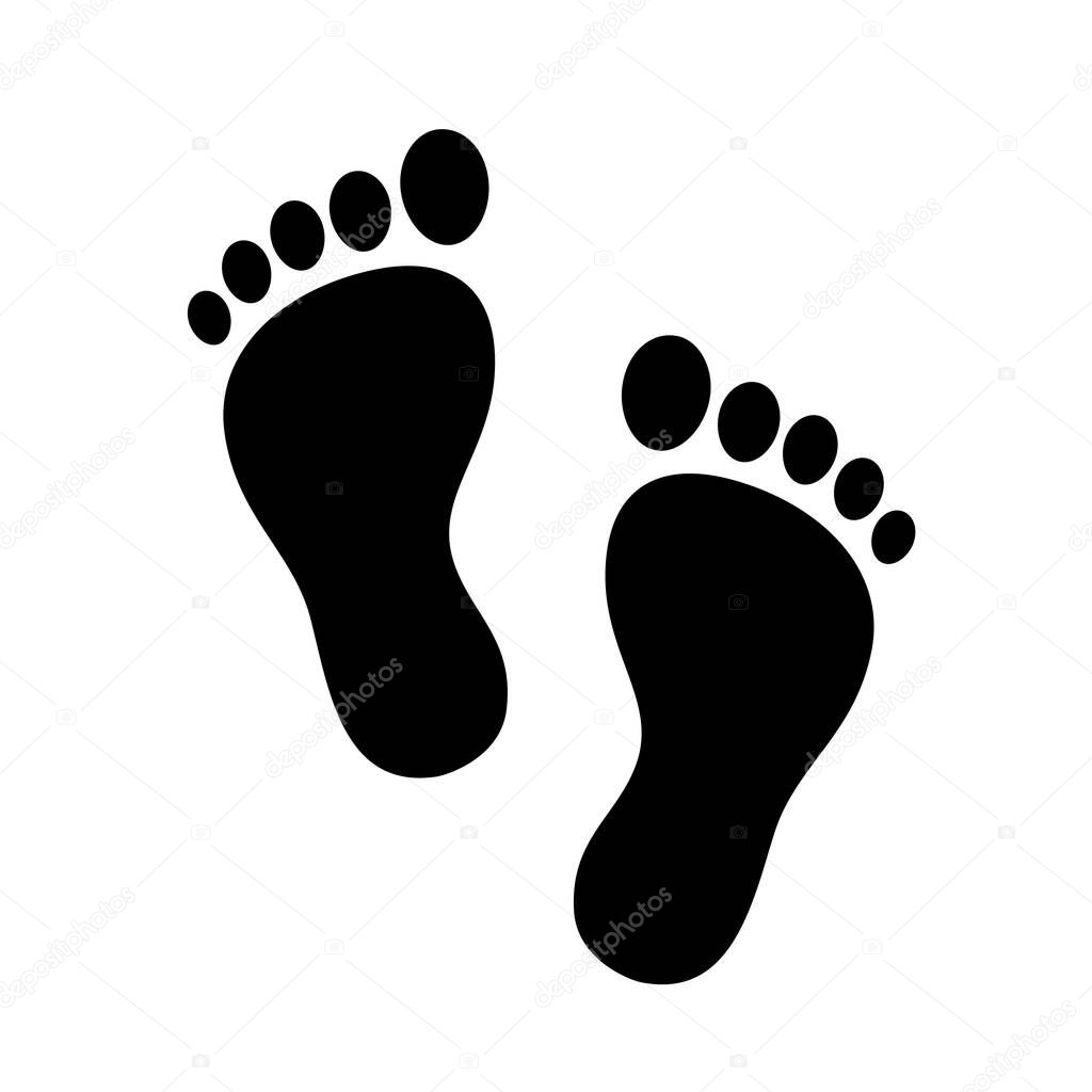 Human feet silhouette icon, stylized hand drawn footprints. Isolated vector illustration, logo design element.
