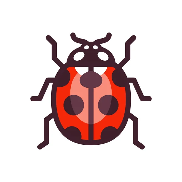 Vektör Uğur Böceği Simgesi Basit Düz Tasarım Resimleme — Stok Vektör