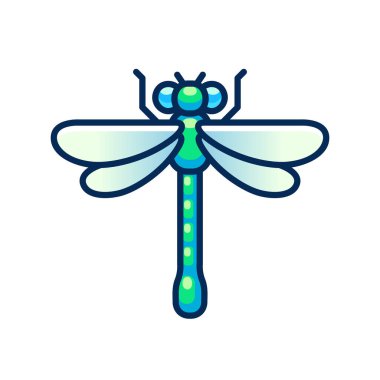 Vektör yusufçuk ikonu, düz geometrik tasarım. Basit bir karikatür sanatı çizimi.