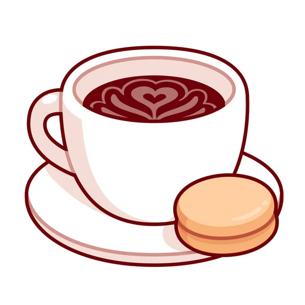 Taza Café Con Leche Con Galletas Dibujo Dibujos Animados Lindo — Archivo Imágenes Vectoriales