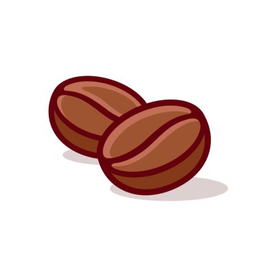 İki kahve çekirdeği çizimi. Basit çizgi film ikonu ya da logosu. İzole edilmiş vektör klibi sanat illüstrasyonu.