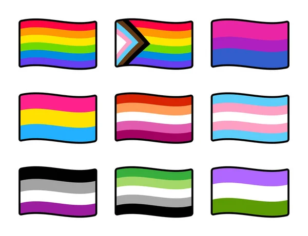 Drapeaux Fierté Lgbt Mis — Image vectorielle